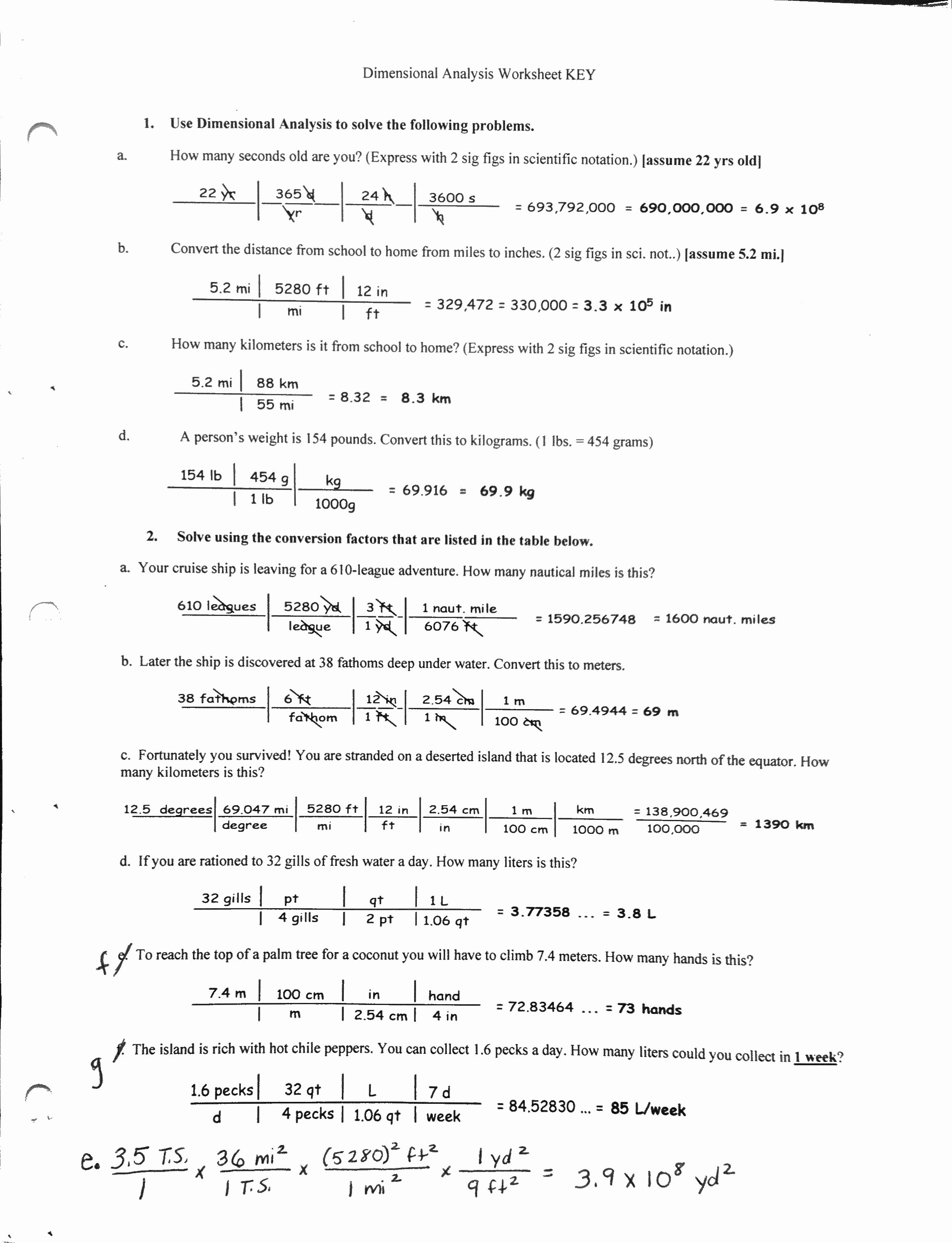 Conversion Factors Answer Key