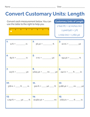 Convert Customary Units Length Interactive Worksheet