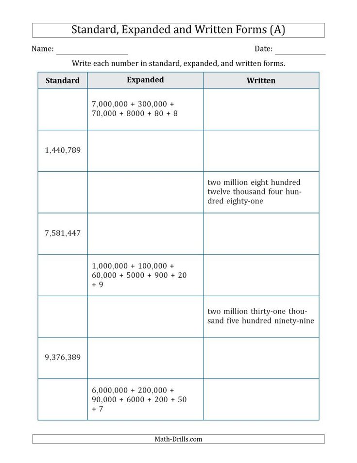 Converting Between Standard Expanded And Written Forms To 100 000 A