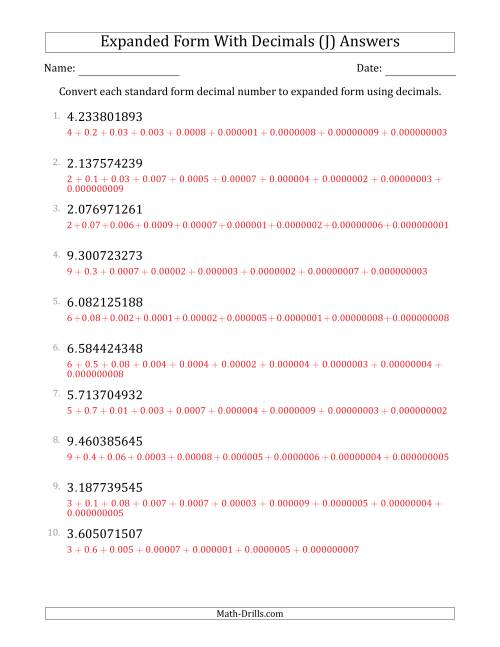 Converting Standard Form Decimals To Expanded Form Using Decimals 1