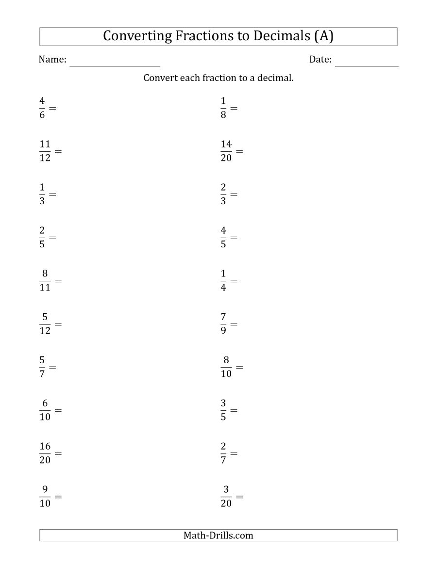 Converting Terminating And Repeating Decimals To Fractions A