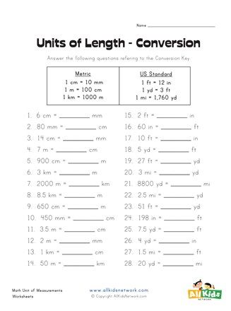 Convert Length Units with Ease: Free Worksheet