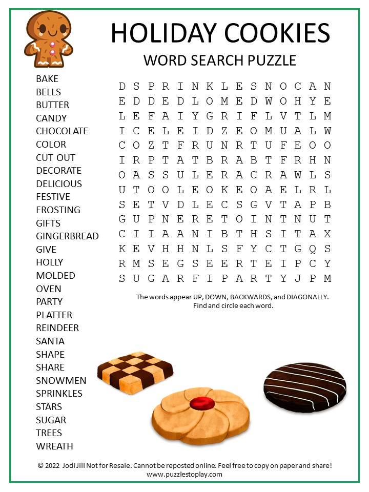 Cookies Word Search