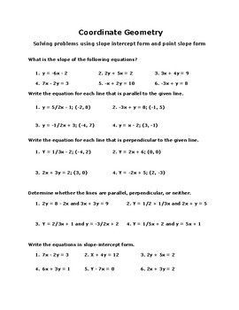 Coordinate Geometry Worksheet With Answers