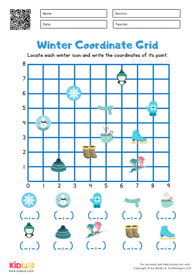 Coordinate Grid Maths Worksheet For Grade 4 Kidpid