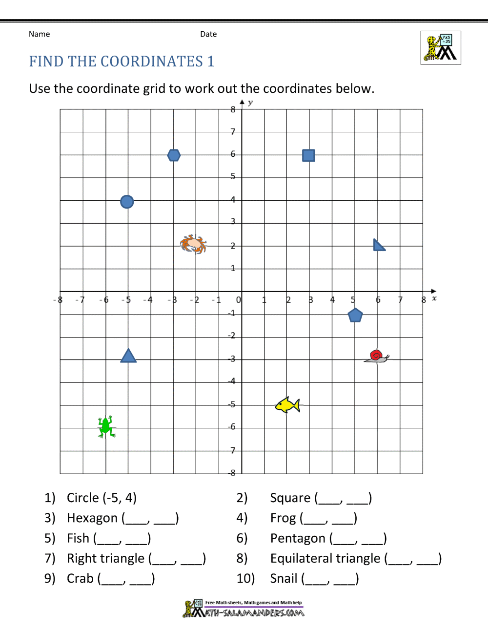 Coordinate Plane Worksheets 4 Quadrants