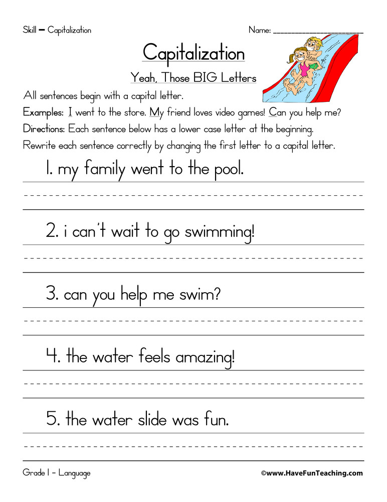 7 Fun Worksheets to Master Sentence Capitalization and Punctuation