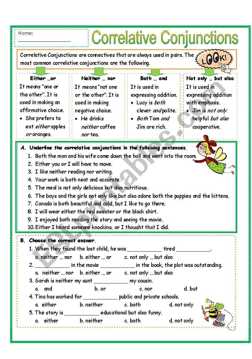 Correlative Conjunctions Part 2 Esl Worksheet By Missola