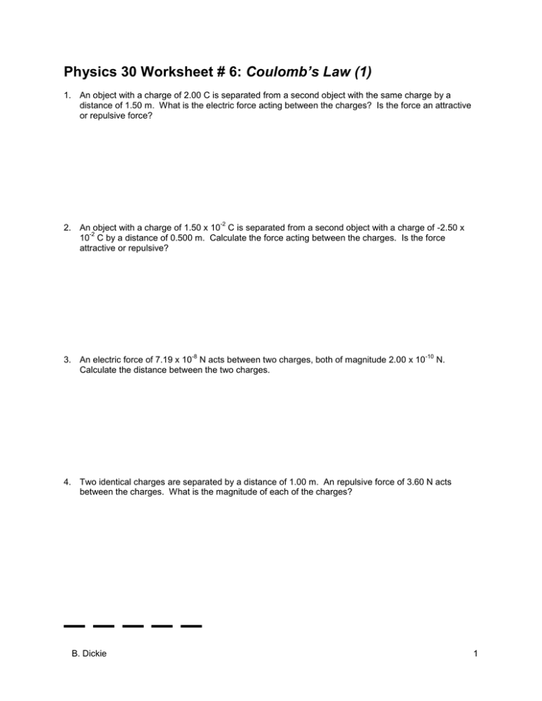 Coulomb Law Worksheet Lwc Physics Fundamentals Lwc