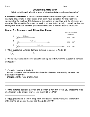 Coulombic Attraction Worksheet Printable Word Searches