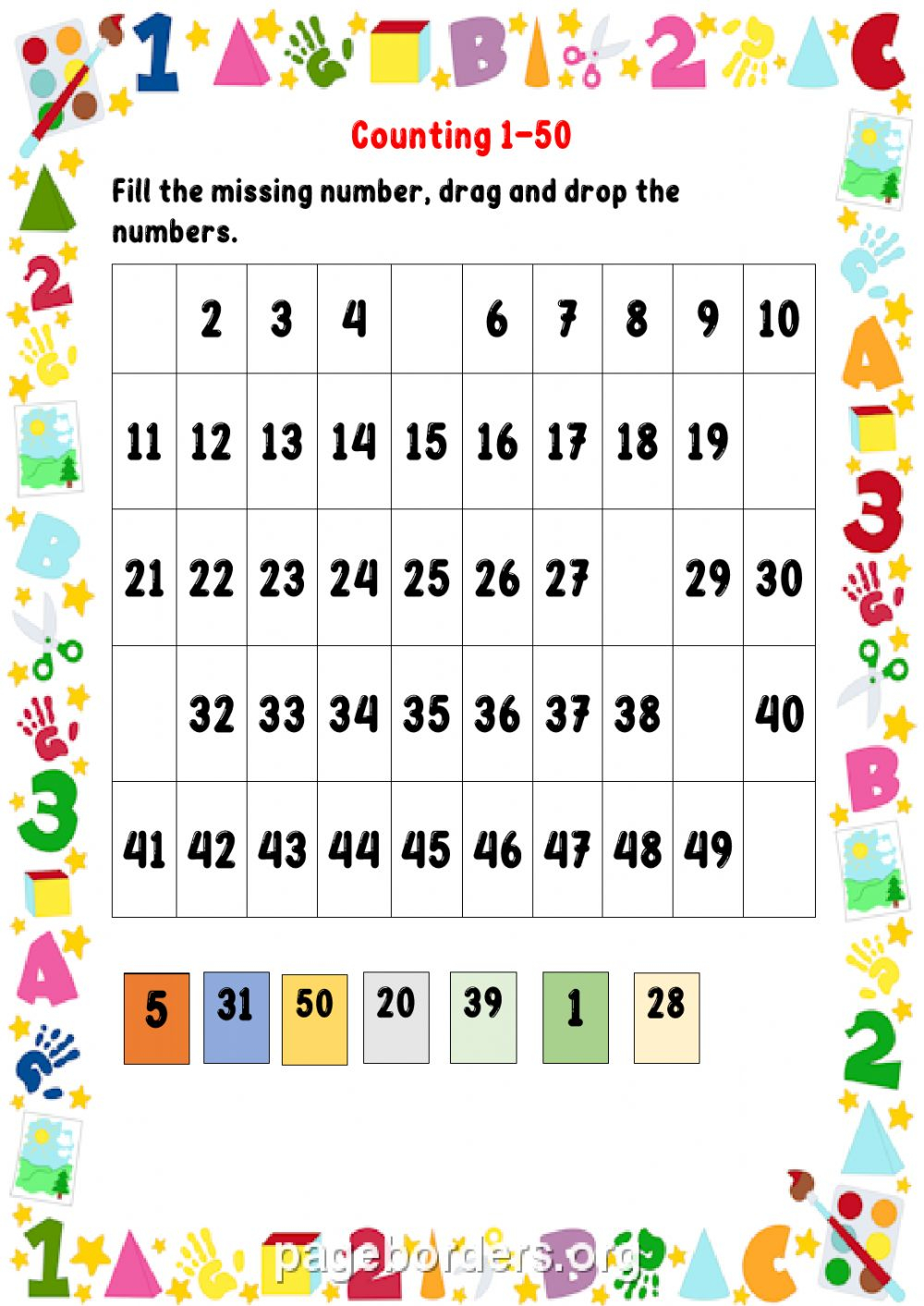 Counting 1 50 Worksheet Countingworksheets Com