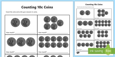 Counting 10C Coins Worksheet Worksheet Teacher Made