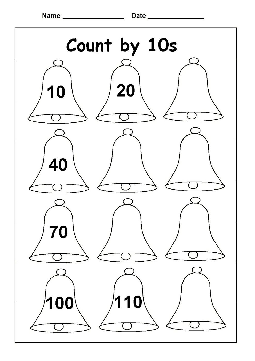 Counting By 10S Worksheet Kindergarten First Grade Math Unit 11 Paring