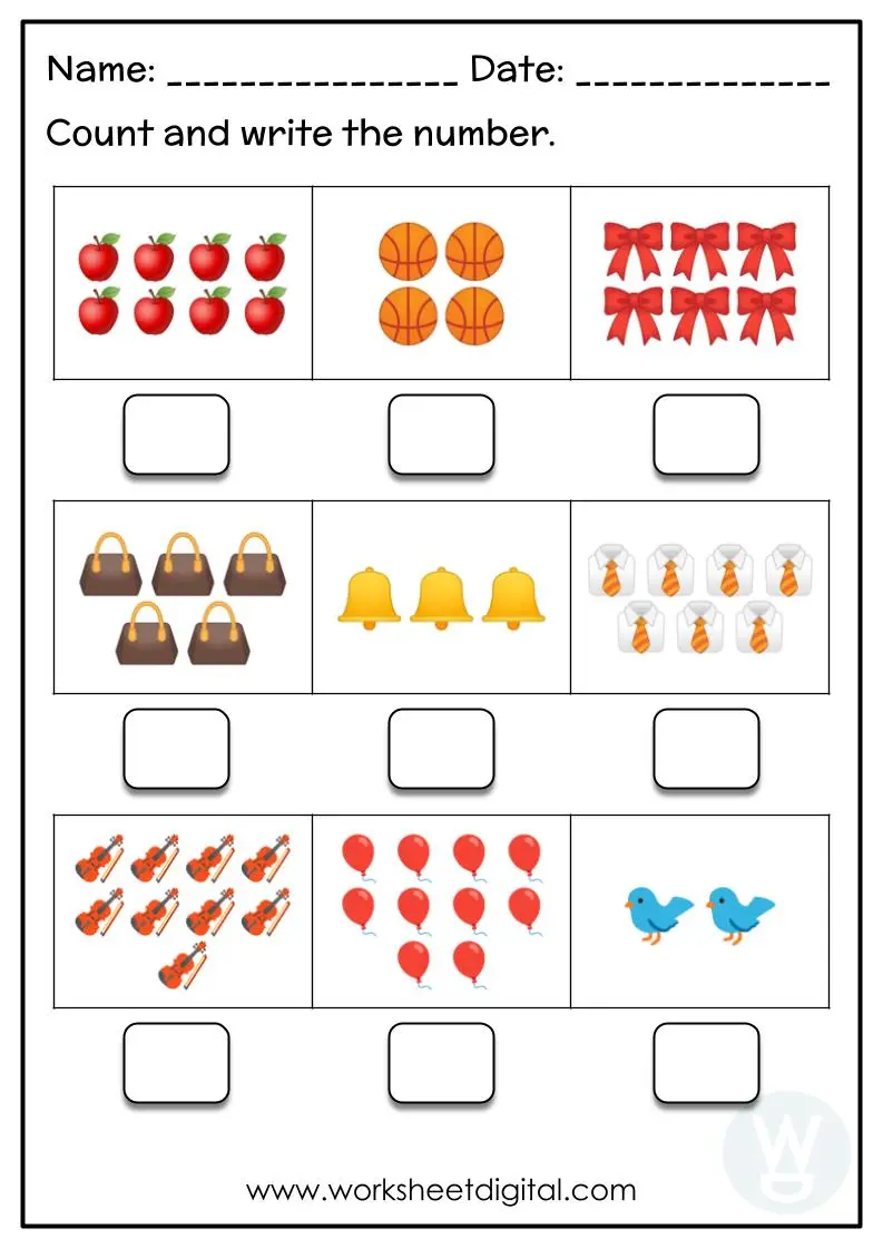 Counting Numbers 1 10 With Picture Worksheet Youtube