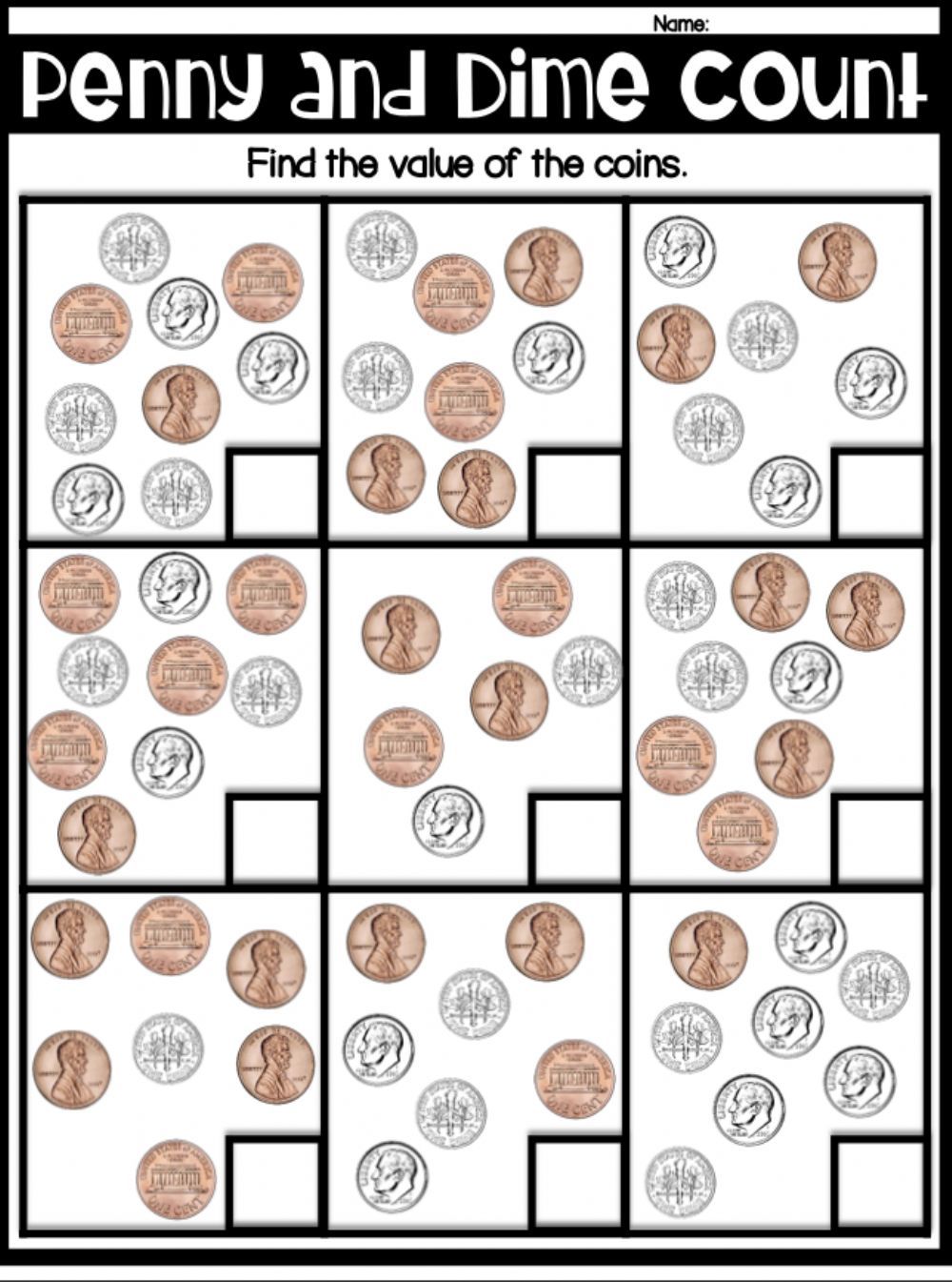 Counting Pennies Nickels Dimes Worksheet 5 Kindergarten