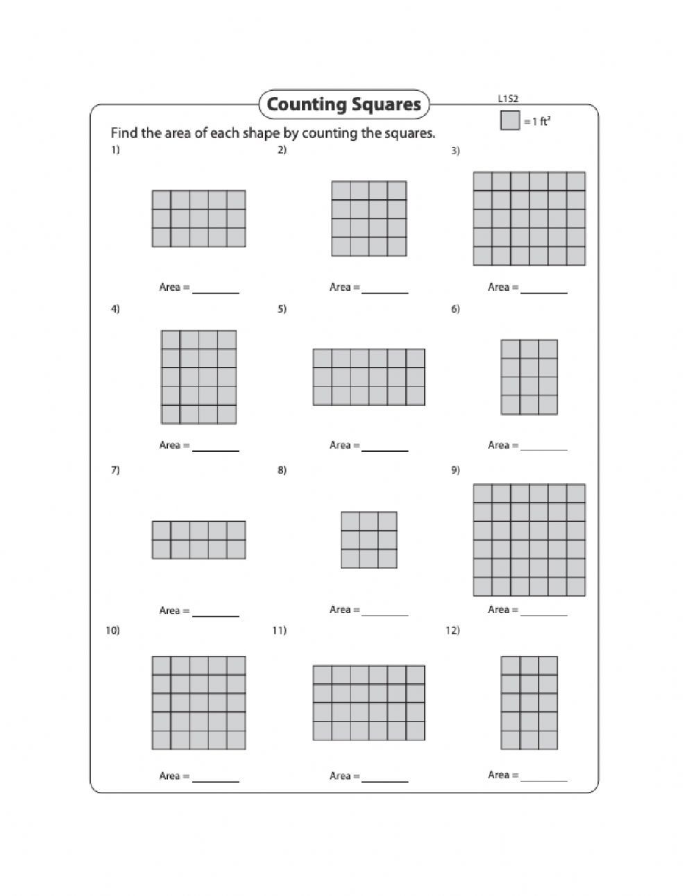 Counting Squares: Simplify Area Calculations with Our Worksheets