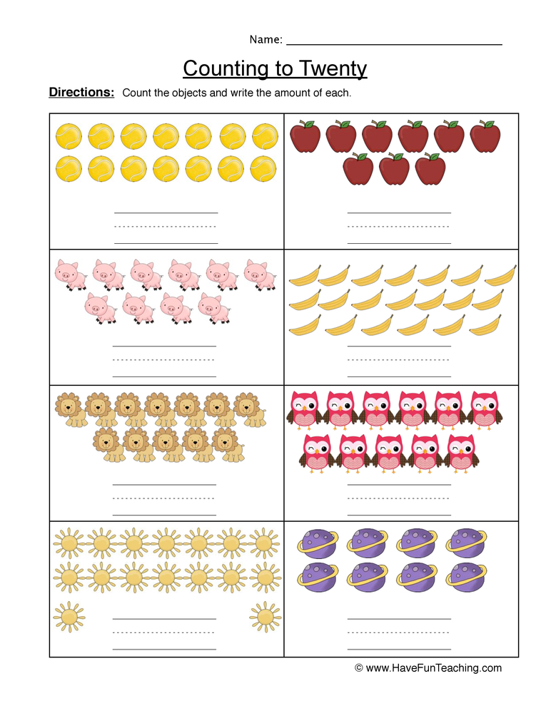 Counting To 20 Worksheet Pdf