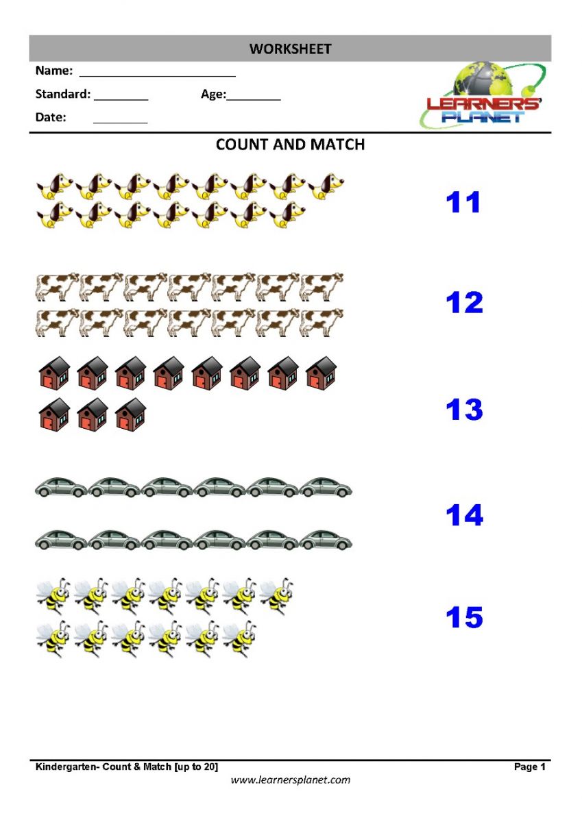 Fun and Easy Counting Up to 20 Worksheets