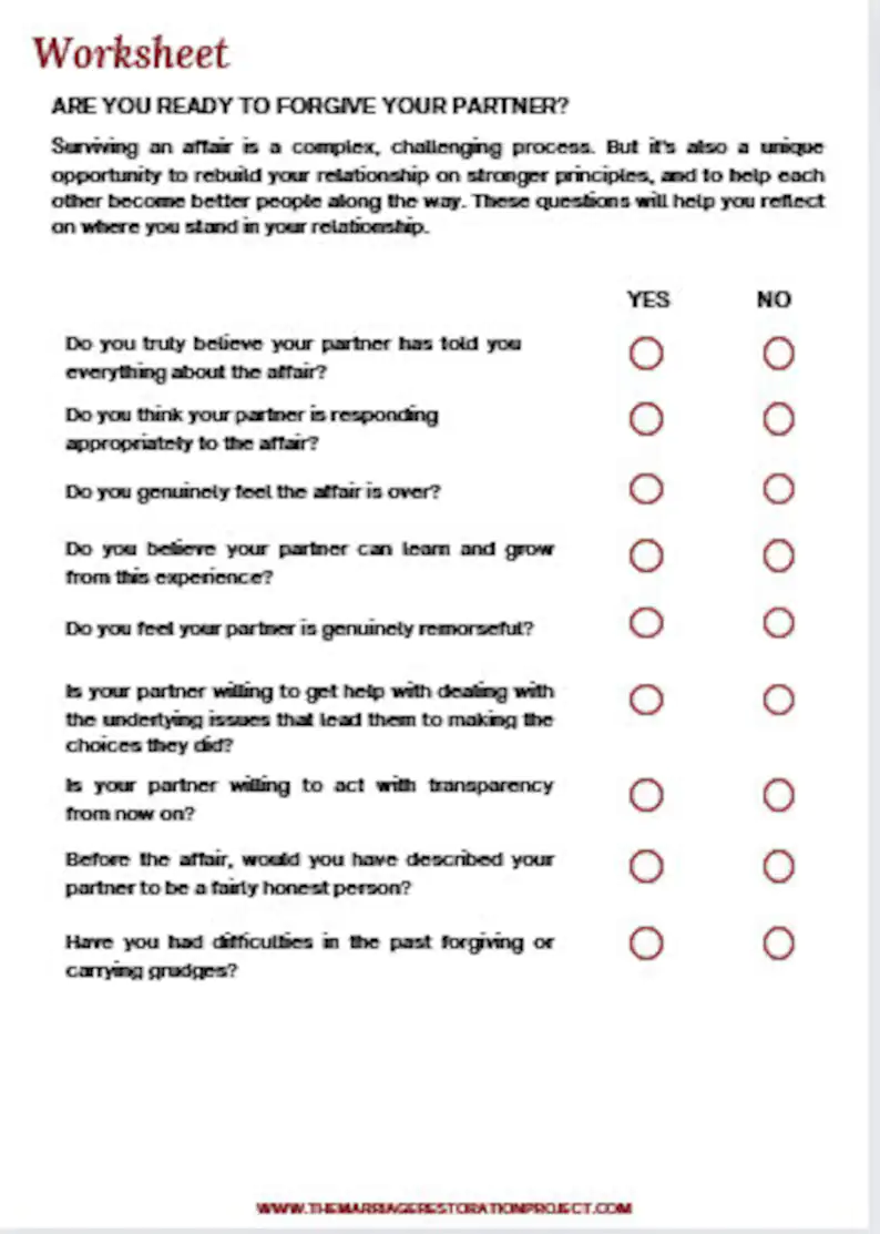 Couples Therapy After Infidelity Couples Therapy Worksheets