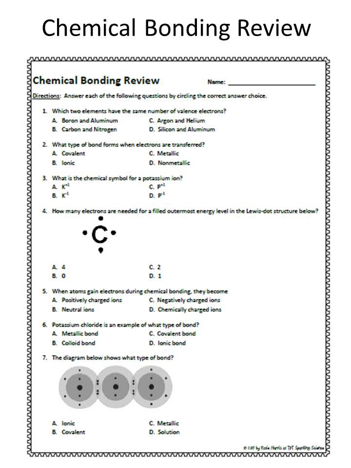 Covalent Bonds Practice Answer Key