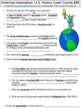 Crash Course Imperialism Worksheet