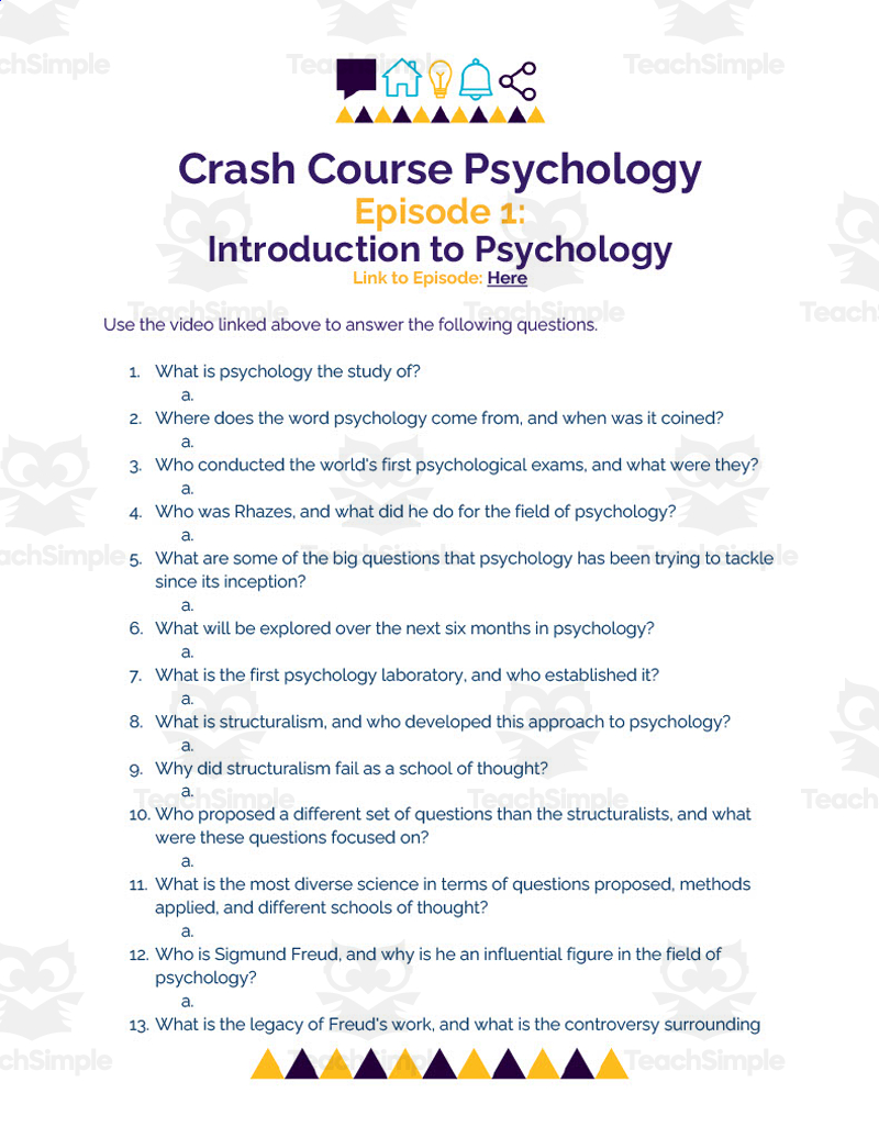 Crash Course Psychology 1 What Is Psychology Pdf By Ashleigh Rose