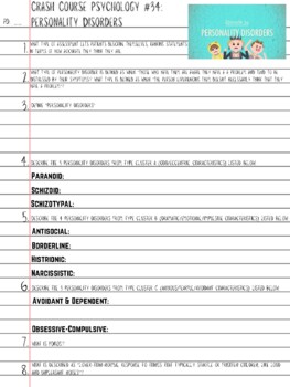 Crash Course Psychology 34 Notes Worksheet Answer Key By Angela Emer