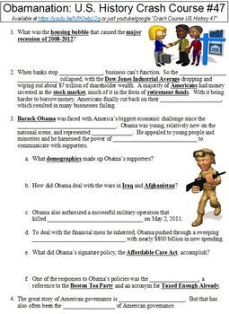 Crash Course U S History 47 Obamanation Worksheet By History With