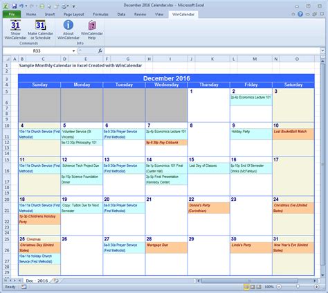 Create A Calendar From Excel Data