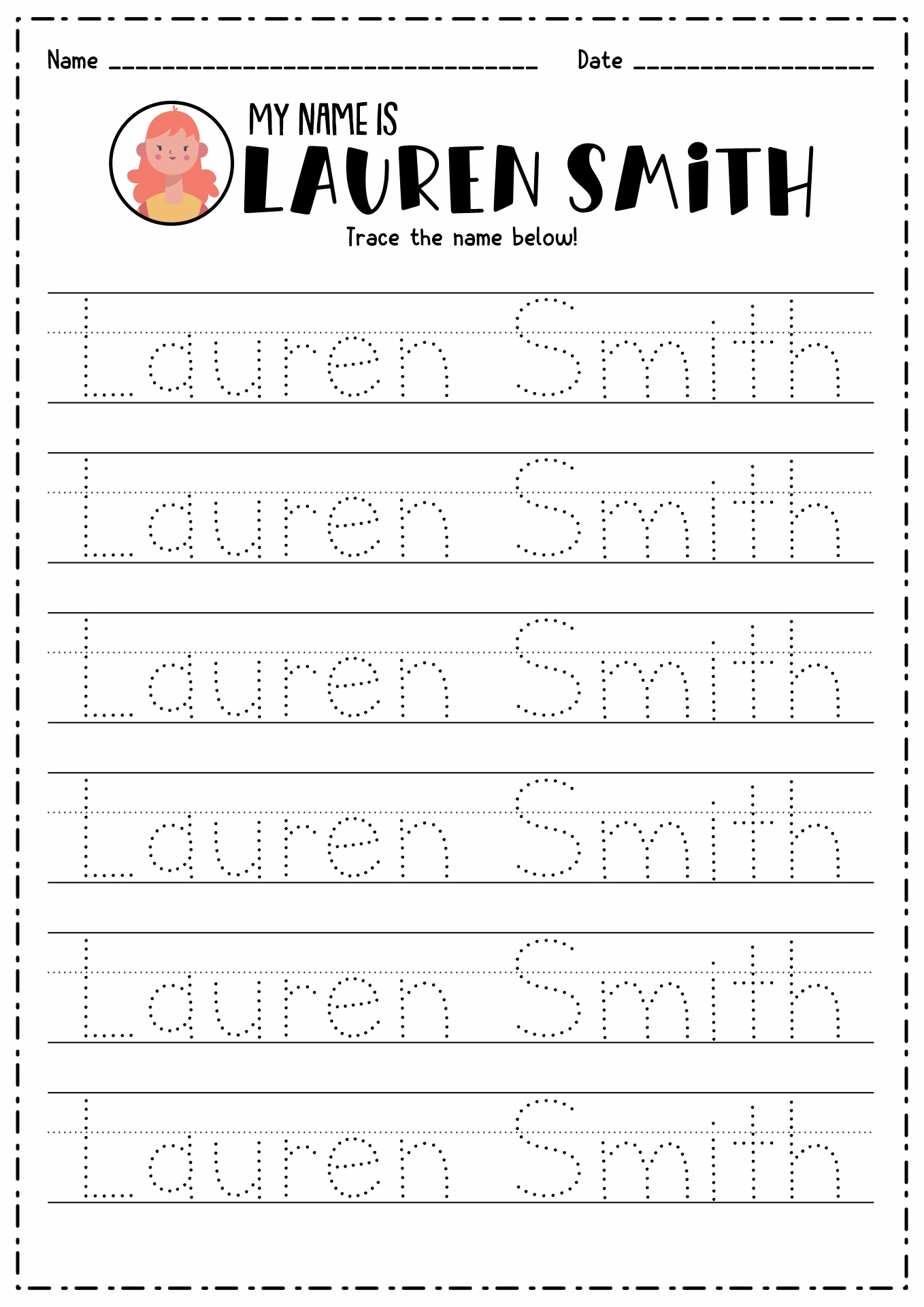 Create Name Tracing Worksheets Worksheet24