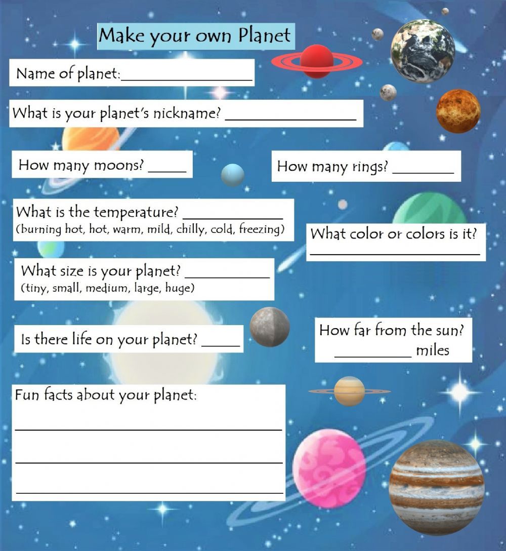 Create Your Own Planet Worksheet Chart Sheet Gallery