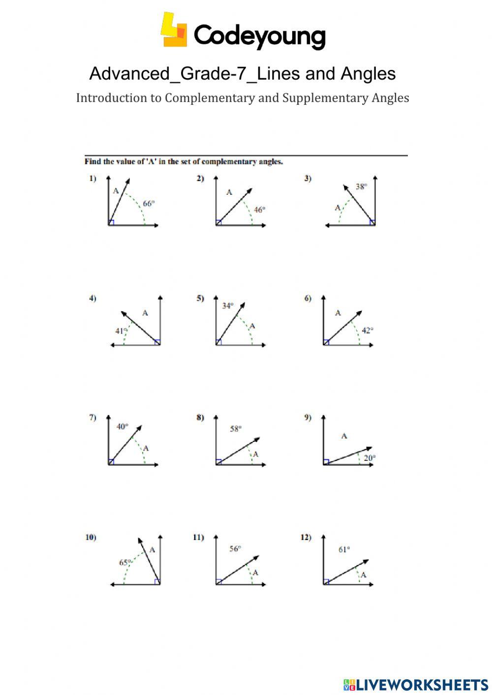 Creating A Strong Foundation The Best Complementary And Supplementary Angles Worksheets For