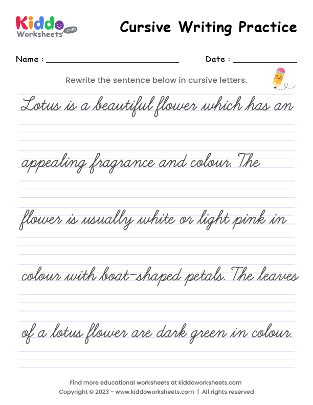 Cursive Handwriting Practice Worksheets A Z Education Com