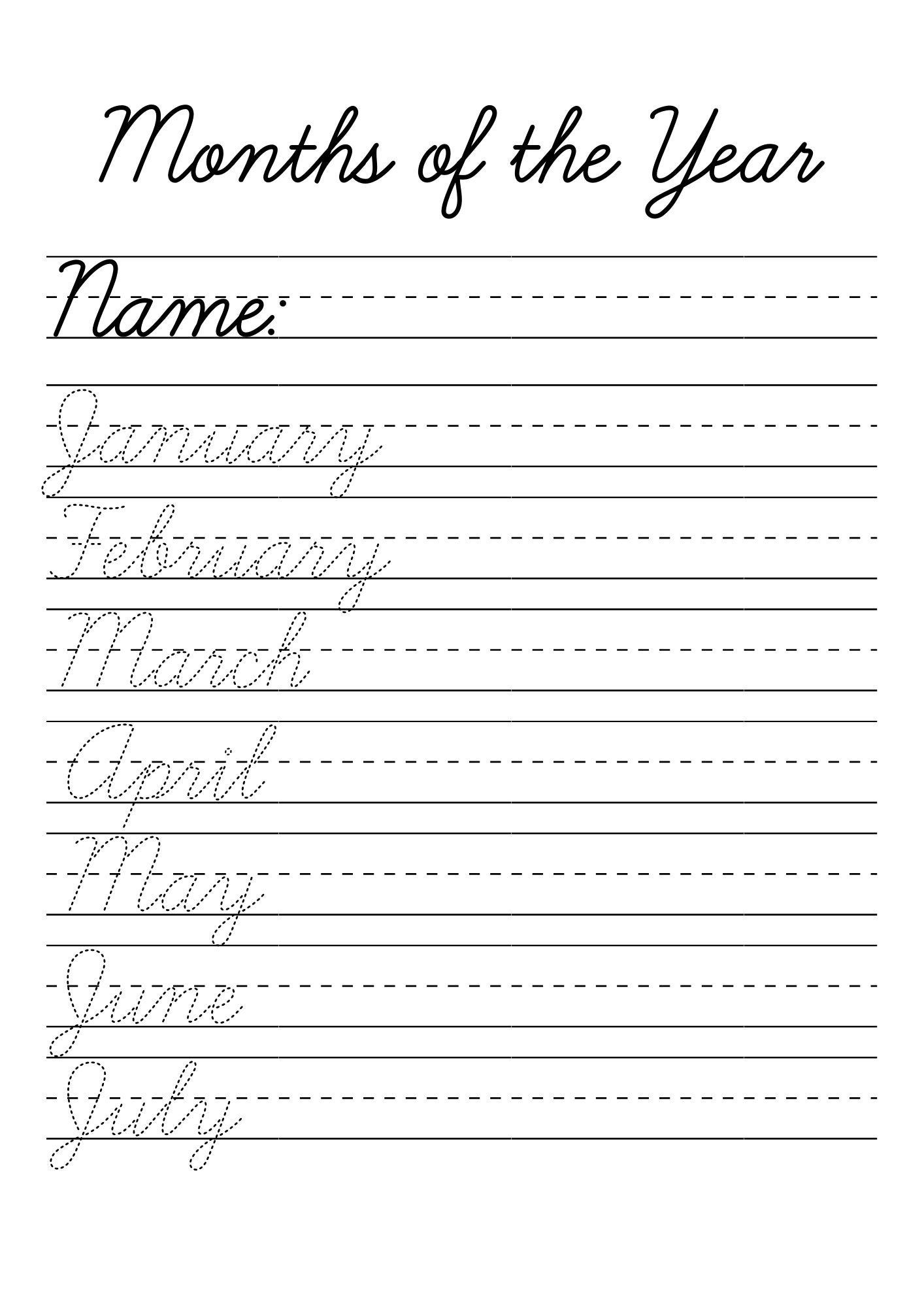 Cursive Handwriting Practice Worksheets A Z