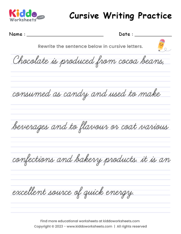 Cursive Words Worksheets Pdf