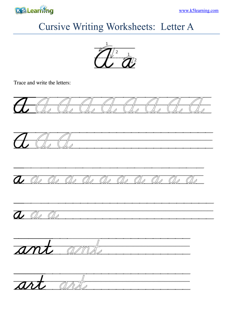 Cursive Writing Worksheets Free Printable Print Out Individual Letter