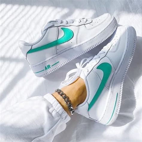 Custom Air Force 1 Swoosh Mint Green Us Men S 7 5 Air Force One Shoes Nike Shoes Girls