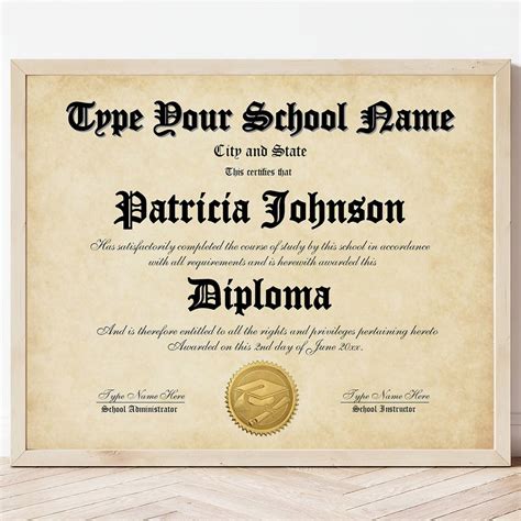 Custom High School Diploma Homeschool Diploma Diploma Keepsake Ged Diploma Template