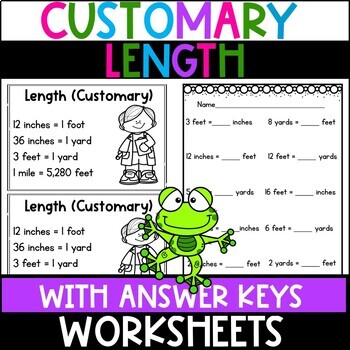 Customary Length Worksheets Inches Feet Yards Miles By Ready Set Learn