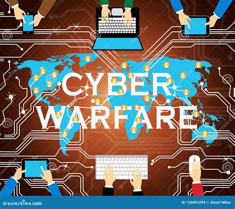 Cyber Warfare Hacking Attack Threat 2D Illustration Stock Illustration