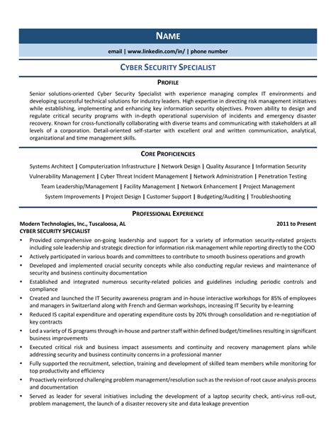 Cybersecurity Specialist Resume Example Amp Guide For 2021 Zipjob