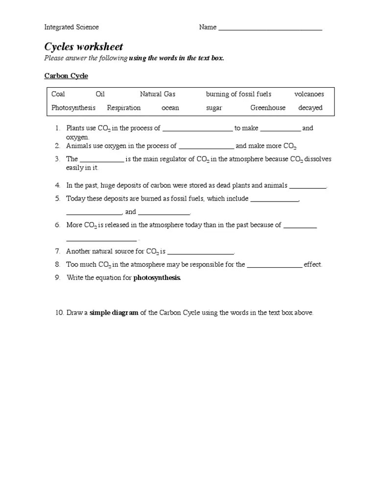 Cycles Worksheet Answers: Simplify Science Learning