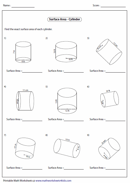 Cylinder Surface Area Mastery: Free Worksheet Guide