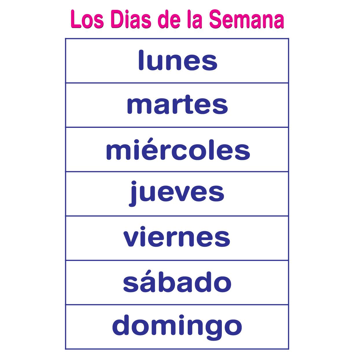 D As De La Semana Days In Spanish Worksheets Woodward Spanish