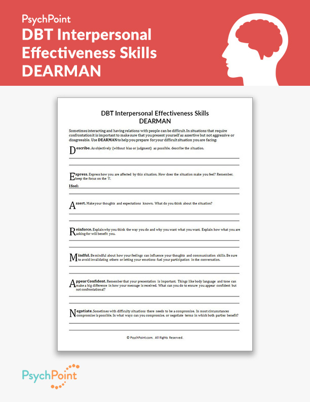 Dbt Interpersonal Effectiveness Skills Worksheet Therapist Aid