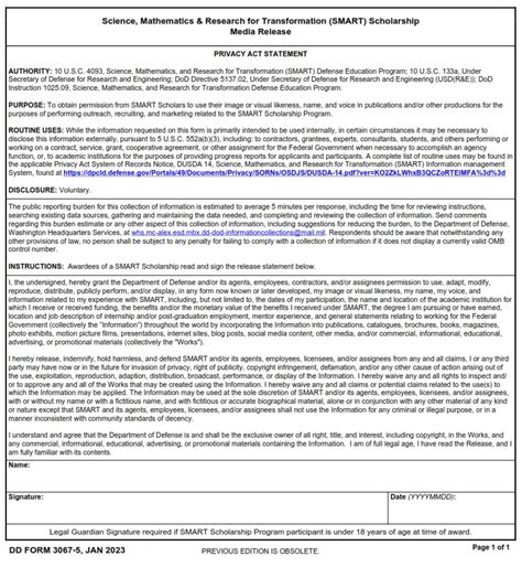 Dd Form 3067 5 Smart Scholarship Media Release Free Online Forms