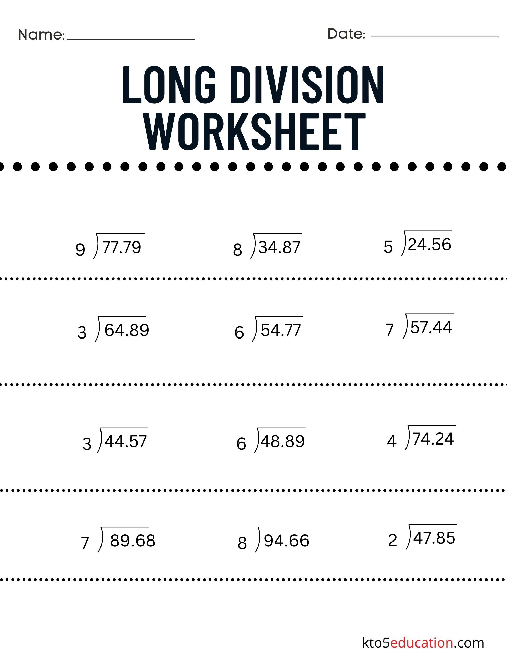 Decimal Long Division Worksheet Fresh Long Division With Decimals In