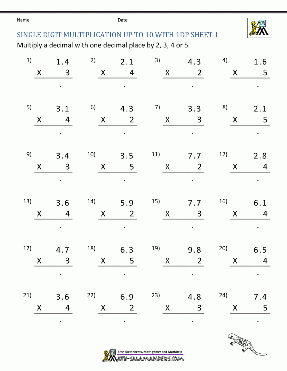 Decimal Multiplication Worksheets Practice And Master The Skill With