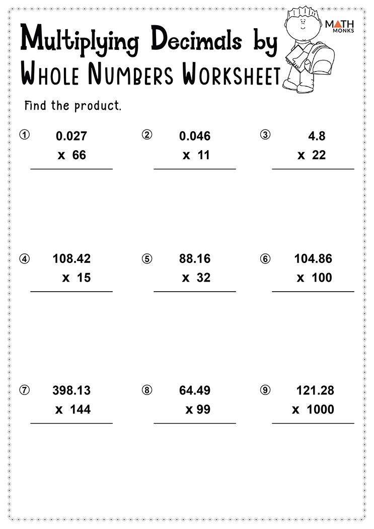 Decimal Multiplication Fun Worksheet for Kids