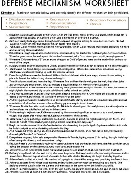 Defense Mechanism Worksheet By Danis Marandis Tpt